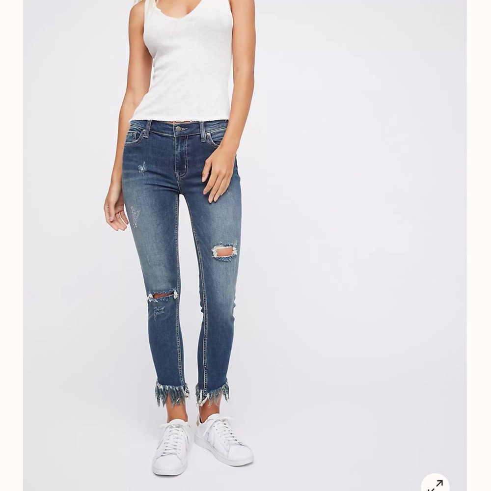 Free People Great Heights Frayed Skinny Jeans